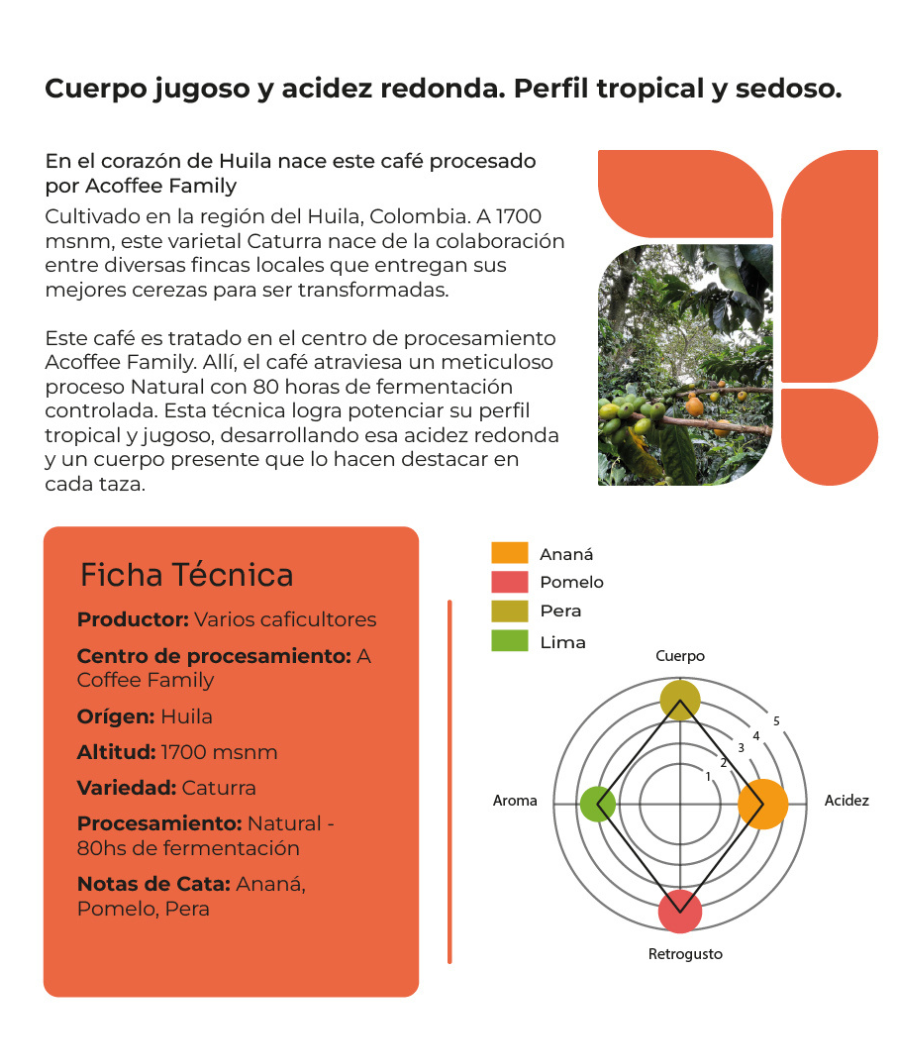 Ficha técnica del café de especialidad Colombia Huila Natural de Café Delirante